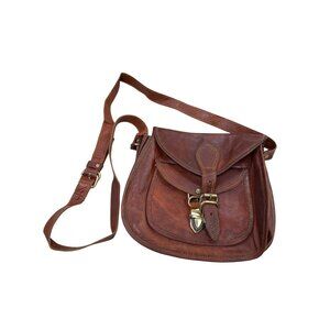 Firu womens Vintage Leather Handmade crossbody Purse 9x10 SKU 7164